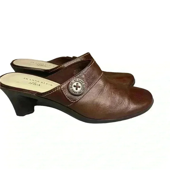 Anne Klein iflex women’s Brown Leather Akviva Slip On Shoes Mules Size 8 prelove - Picture 2 of 7